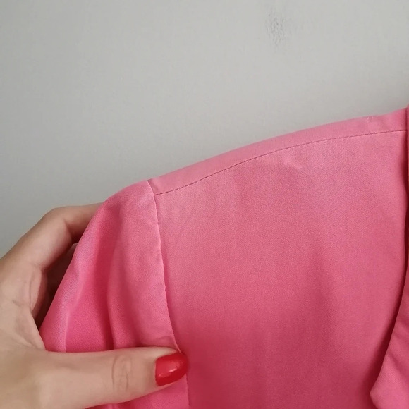 Vintage 100% Silk Pink Oversized and Longline Single Breasted Blazer XS - Picture 13 of 16